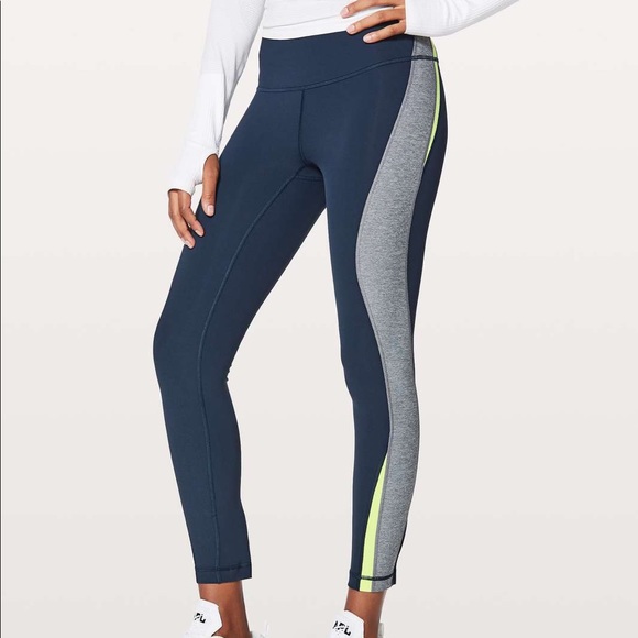 Lululemon Kick Serve Sweat Tight 25" True Navy / Heathered Slate / Sheer Lemon
